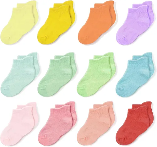 Miniatura 6 de CozyWay Baby & Toddler Socks Ankle Comfy Cotton Socks For Girls and Boys No Show Infant - 12 Pack Multicolor rosado