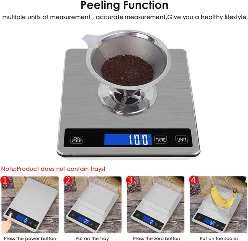 Miniatura 7 de Báscula digital de cocina recargable de 22 libras / 22.0 lbs con división de 0.04 onzas/0.04 oz, sensor táctil, pantalla LCD retroiluminada, báscula