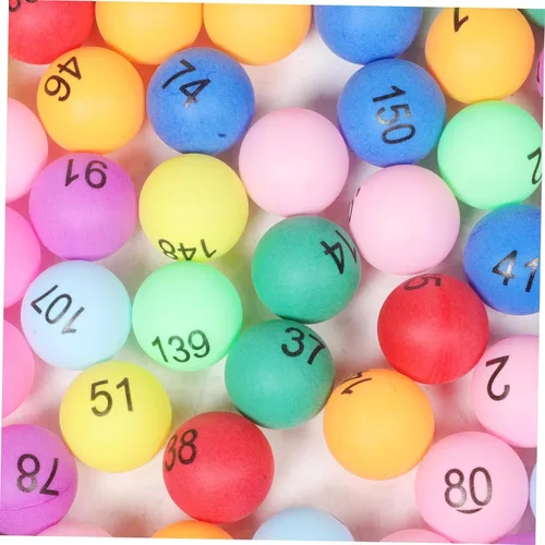 Miniatura 8 de 150 bolas de bingo para rifas, bolas numeradas 1-150 pelotas de tenis de mesa de repuesto, pelotas de pong para juegos de bingo y recuerdos de fiesta