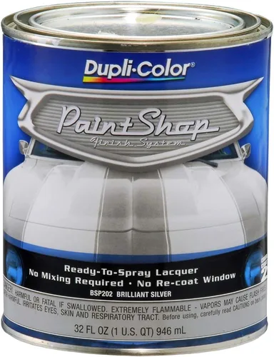 Dupli-Color - BSP202 - Pintura automotriz de capa de base con sistema de acabado Paint Shop, color plateado metálico brillante, 32 onzas