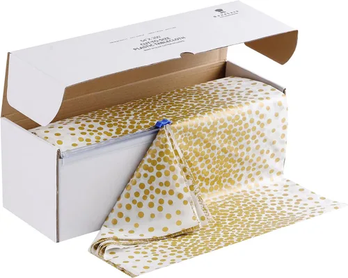 Miniatura 10 de Goodluck Rollos de mantel de plástico de 54 pulgadas x 100 pies con caja de corte, mantel desechable negro, mantel de plástico para fiesta