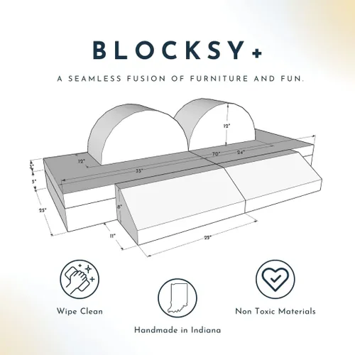 Miniatura 2 de Foamnasium Blocksy + Sofá para niños, juego de espuma para interiores, 6 piezas suaves para niños pequeños y niños para gatear, escalar, construir