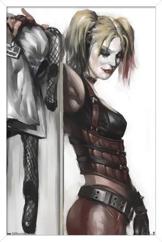 Miniatura 13 de DC Comics - Póster de pared de Harley Quinn, 22.4 pulgadas de largo x 14.7 pulgadas de ancho, versión enmarcada de madera de granero