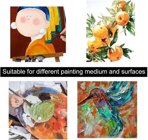 Miniatura 3 de Transon Kit de 20 pinceles de pintura artística con estuche de almacenamiento, 16 pinceles + espátula de esponja para aceite acrílico, acuarela