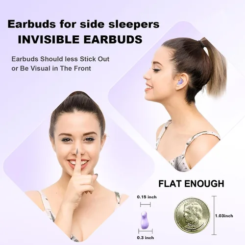 Miniatura 5 de Pequeños auriculares invisibles ocultos para dormir con anillo de desplazamiento Bluetooth para Iphone Invisible Tiny Ear Buds Side Sleepers