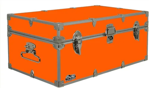 Miniatura 5 de C&N Footlockers - Baúl Happy Camper de tamaño completo - Tronco de campamento de verano #1 - Fabricado en los Estados Unidos - Reposapiés de acero