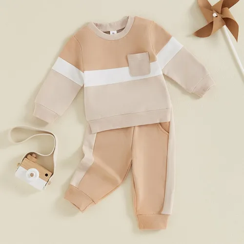 Miniatura 9 de Conjunto de sudadera de manga larga con cuello redondo y pantalones deportivos para bebés, ropa de invierno para bebé