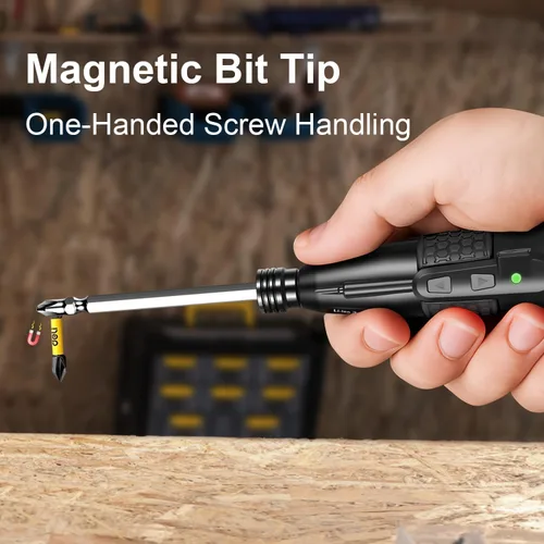 Miniatura 2 de Destornillador eléctrico inalámbrico de 3.6V - Par de torsión de 3.5Nm y brocas a prueba de óxido, 2 en 1 manual/automático con luz LED, 1800mAh