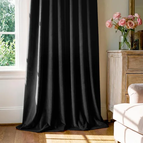 Miniatura 126 de StangH Cortinas de Terciopelo Verde Esmeralda de 96 Pulgadas - Cortinas Opacas de Terciopelo de Lujo Súper Suaves, Elegante Cobertura de Ventana