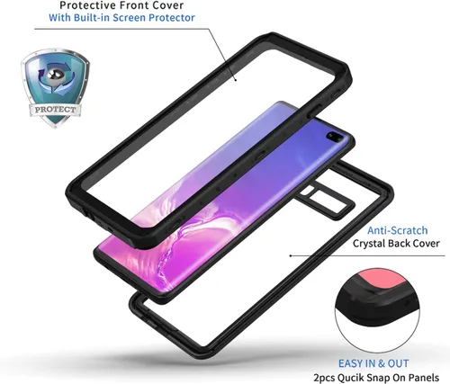 Miniatura 4 de Lanhiem Funda para Samsung Galaxy S10+ Plus, IP68 impermeable a prueba de polvo con protector de pantalla integrado, carcasa protectora resistente a