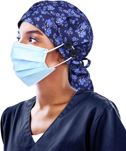 Miniatura 7 de Gorro de trabajo forrado de satén con botón para mujeres de cabello largo