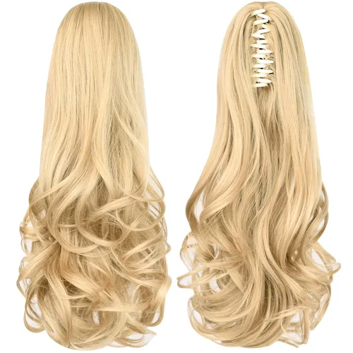 Miniatura 50 de Extensión de cola de caballo, extensiones de cabello con clip de garra de 24 pulgadas, extensiones de cabello largo y lacio, extensión de cabello