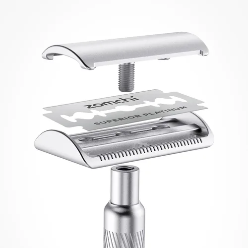 Miniatura 3 de Zomchi Cuchillas de afeitar de doble filo, 60 cuchillas de afeitar de seguridad para afeitar, cuchillas de afeitar de acero inoxidable platino