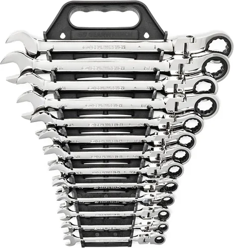 Miniatura 6 de GEARWRENCH Juego de llaves combinadas de trinquete con cabezal flexible de 7 piezas, 12 puntos, SAE - 9700