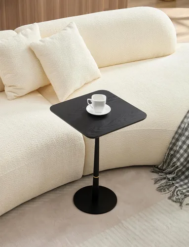 Miniatura 5 de 15.74'' Side End Tabel for Living Room, Modern Accent Drink Table, Wood Square Tabletop & Metal Pedestal, Easy Assembly, Black