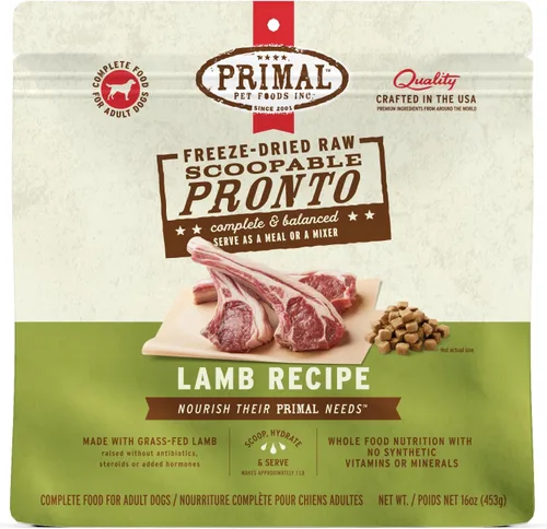Miniatura 25 de Primal - Alimento liofilizado para perros, Pronto Mini Nuggets, cordero; tomar y servir, comida completa y equilibrada; también se puede utilizar