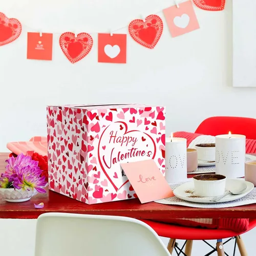 Miniatura 6 de Hxezoc Caja de Tarjetas de San Valentín Recuerdos Buzón Feliz Día de San Valentín Caja de Cartón para Aula de Niños, Día de San Valentín, Baby