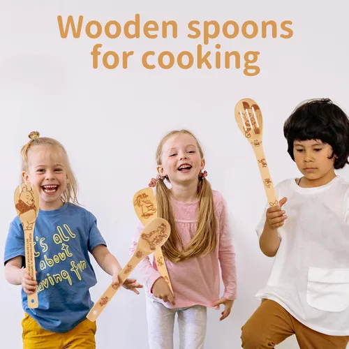 Miniatura 7 de 7 accesorios de cocina Winnie – Regalos de oso Pooh para mujeres – Juego de utensilios de bambú – Regalo de cumpleaños – Cucharas de madera