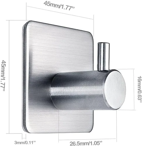 Miniatura 3 de Fotosnow Ganchos adhesivos para toallas, ganchos de pared resistentes al agua, de acero inoxidable para colgar abrigos, sombreros, toallas, colgador