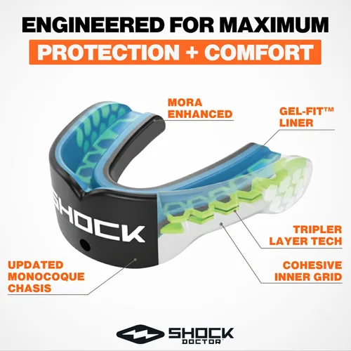 Miniatura 4 de Shock Doctor Gel Max Power Carbon - Protector bucal convertible Blanco/Oro Lux