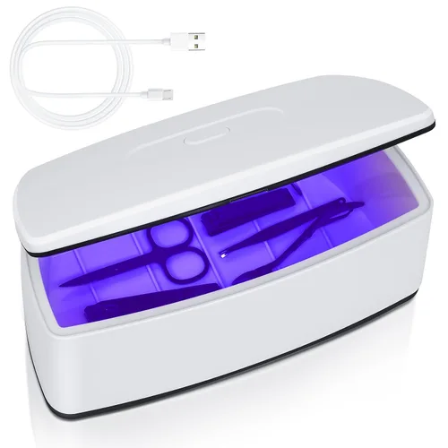 Miniatura 8 de Esterilizador de herramientas de uñas, función de limpieza de luz azul de doble tubo, enchufe USB, gran capacidad de 1 litro para herramientas