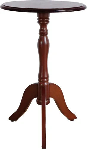 Miniatura 8 de HLR Mesa auxiliar redonda pequeña, mesas auxiliares laterales con pedestal de madera, mesita de noche vintage para sala de estar, dormitorio, Negro