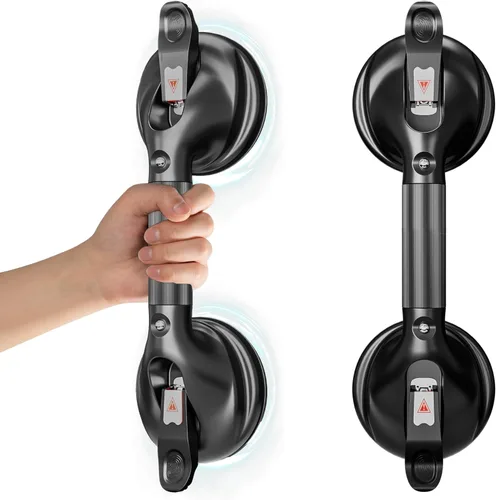 Miniatura 16 de DAILYLIFE Barras de agarre para bañeras y duchas, asas de ducha de 17 pulgadas con ventosa para ancianos, barra de agarre de seguridad para ducha