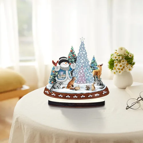 Miniatura 5 de antor Kit de adornos de escritorio con diseño de árbol de Navidad, muñeco de nieve, pintura de diamante, para adultos, principiantes, arte de Árbol