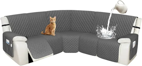 Miniatura 76 de Arfntevss Fundas de sofá modular reclinable, 100% impermeable, en forma de L, para sillón reclinable en forma de L, funda seccional lavable