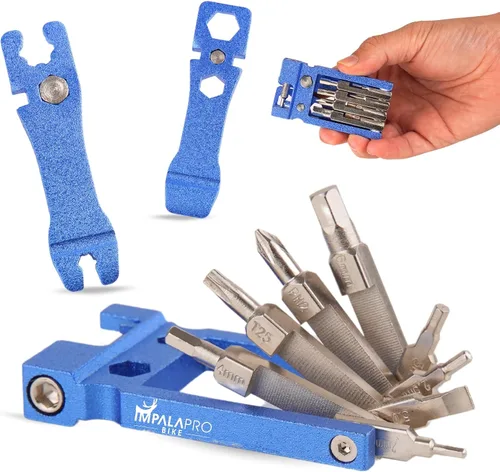 Miniatura 12 de IMPALAPRO Kit de herramientas de bicicleta portátil 20 en 1 compacto y ligero (4.14 oz) cromo-vanadio (CRV) - Multiherramienta para bicicleta