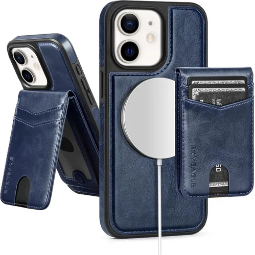 Miniatura 31 de SkyEagle Magsafe - Funda magnética 2 en 1 desmontable para iPhone 11 Pro Max con tarjetero, para mujeres y hombres, piel sintética con bloqueo RFID