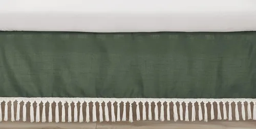 Sweet Jojo Designs Falda de cuna de bebé neutra de género verde oscuro Boho Boy Girl Género Cama Polvo Volantes Falda de cama recta Guardería Hunter