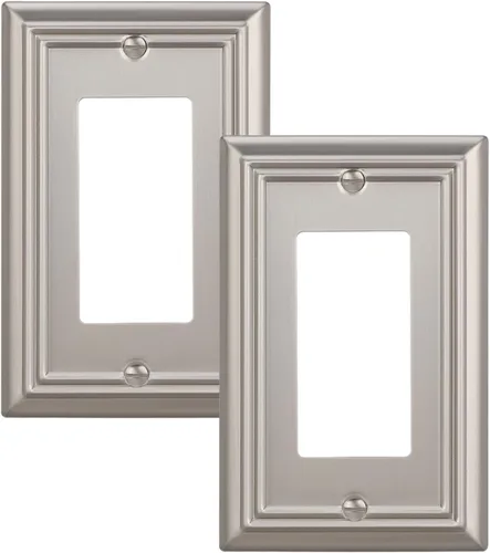 DEWENWILS Cubiertas decorativas para enchufes decorativos, placas de metal de níquel cepillado para interruptor de luz, 4.92 x 3.14 pulgadas, placas