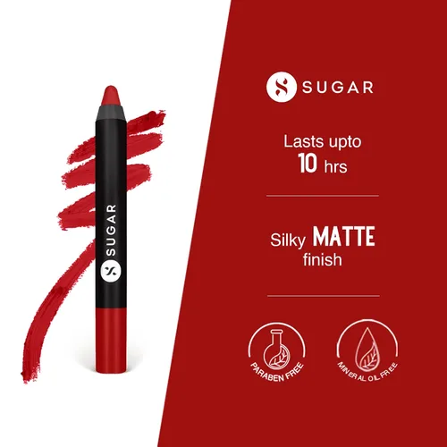 Miniatura 2 de SUGAR Lápiz labial Matte as Hell para mujeres Dura hasta 12 horas Lápiz labial con sacapuntas 2.8gm - 01 Scarlett O'Hara