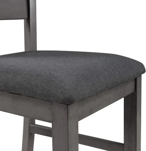 Miniatura 8 de Mesa y sillas de comedor con banco, juego de comedor de madera rústica, juego de 6 (gris)