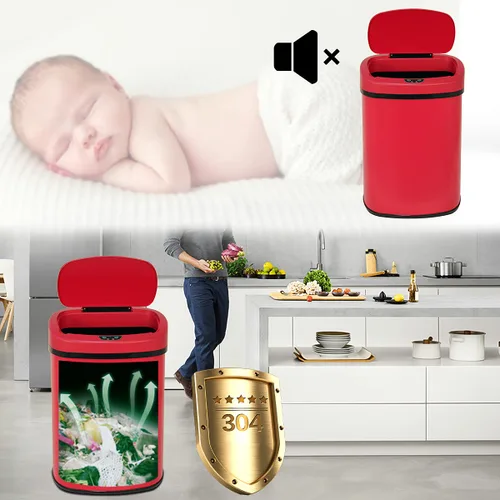 Miniatura 3 de Basurero de cocina de 13 galones de acero inoxidable cepillado, papelera automática, sin tacto, alta capacidad, 50 litros con tapa, para cocina