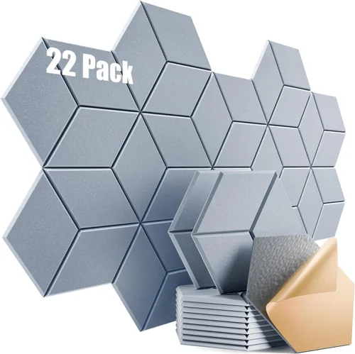 Miniatura 123 de Paquete de 12 paneles acústicos autoadhesivos de 12 x 10 x 0.4 pulgadas, paneles de espuma a prueba de sonido con alta densidad, diseño forrado