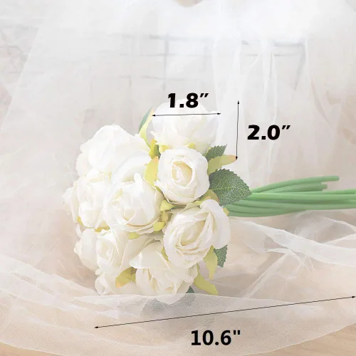 Miniatura 2 de Rosas artificiales, 12 unidades, rosas de terciopelo, flores falsas de tallo largo de tacto real para arreglos florales, decoración de novia, boda