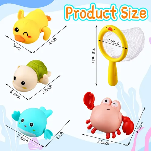 Miniatura 4 de Los juegos de juguetes de baño incluyen 12 juguetes flotantes con 2 redes de pesca en forma de pato, juegos de piscina, juguete para bañera y ducha