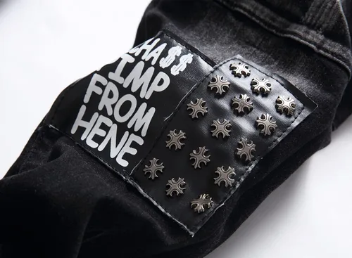 Miniatura 4 de Liuhond Skinny Slim Fashion - Jeans elásticos de motociclista de Hip Hop con agujeros rectos rasgados.