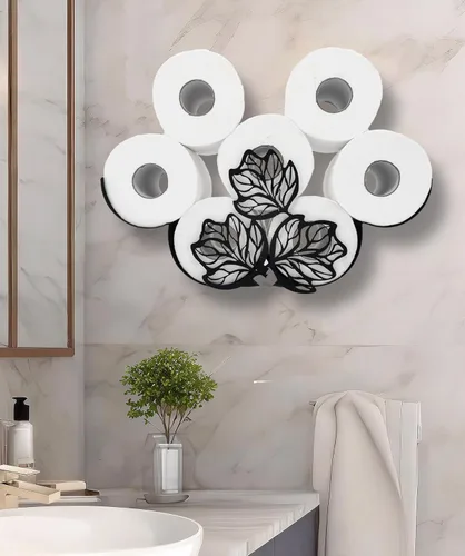 Miniatura 2 de Teaeeno Funny Leaves - Soporte para inodoro montado en la pared, almacenamiento de papel higiénico de animales de metal, organizador impermeable