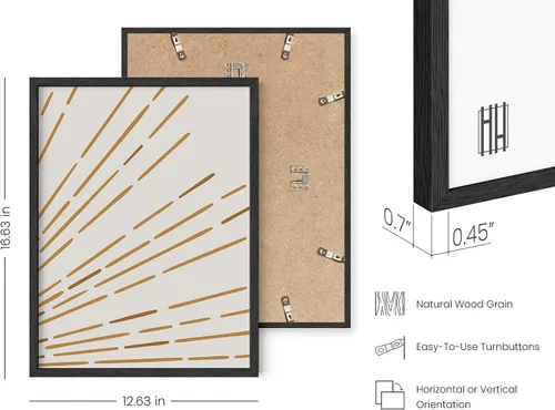 Miniatura 3 de HAUS AND HUES Arte de pared bohemia moderna de mediados de siglo - Arte boho, neutro, decoración de pared con sol (Marco negro, 12x16)