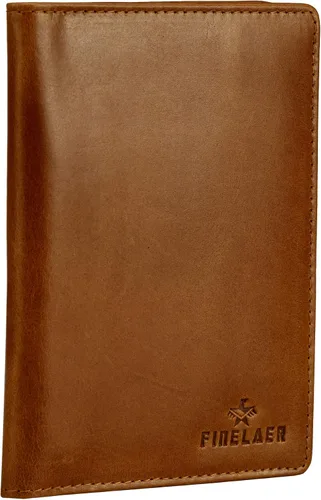 Miniatura 4 de Finlaer - Cartera de viaje de cuero para pasaporte, Castaño rojizo, Minimalista