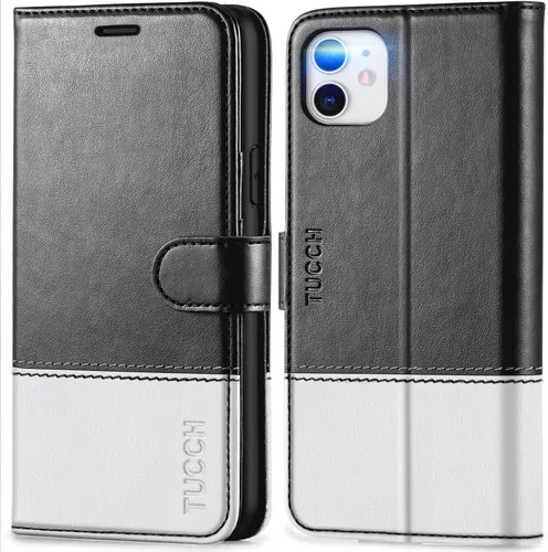 Miniatura 19 de TUCCH Funda tipo cartera para iPhone 11, [con bloqueo RFID] ranuras para tarjetas, soporte, cierre magnético, funda protectora de piel sintética