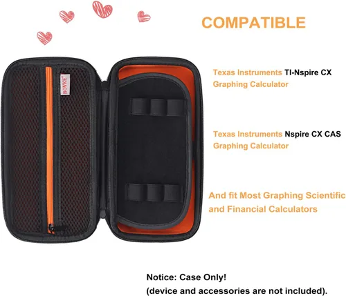 Miniatura 3 de BOVKE para Calculadora gráfica Texas Instruments TI-Nspire CX / CAS, con estuche duro de goma EVA para guardar y transportar, resistente a golpes