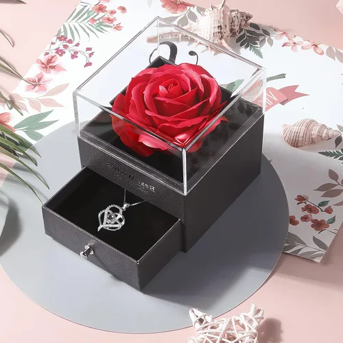 Miniatura 4 de Forever Rose with I Love You Heart Necklace 100 Languages Projection, Birthday Gifts for Women, Romantic Valentine Gifts for Girlfriend Wife Mom