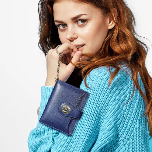 Miniatura 6 de Travelambo Rfid Wallet - Cartera de cuero para mujer, Azul profundo, Moda