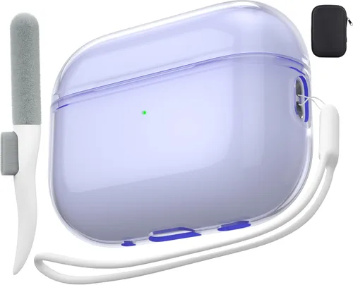 Miniatura 35 de Valkit - Funda transparente protectora para estuche de AirPods, con llavero, poliuretano termoplástico suave, a prueba de golpes, compatible