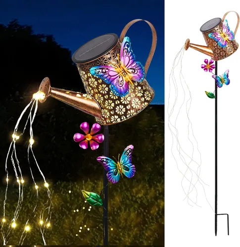 Miniatura 4 de Regadera solar con luces para jardín al aire libre, luces decorativas impermeables con estaca para jardín para patio, césped, patio, camino, porche