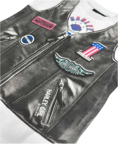 Miniatura 2 de Harley-Davidson Chaleco de piel sintética para bebé niña de manga corta - Blanco